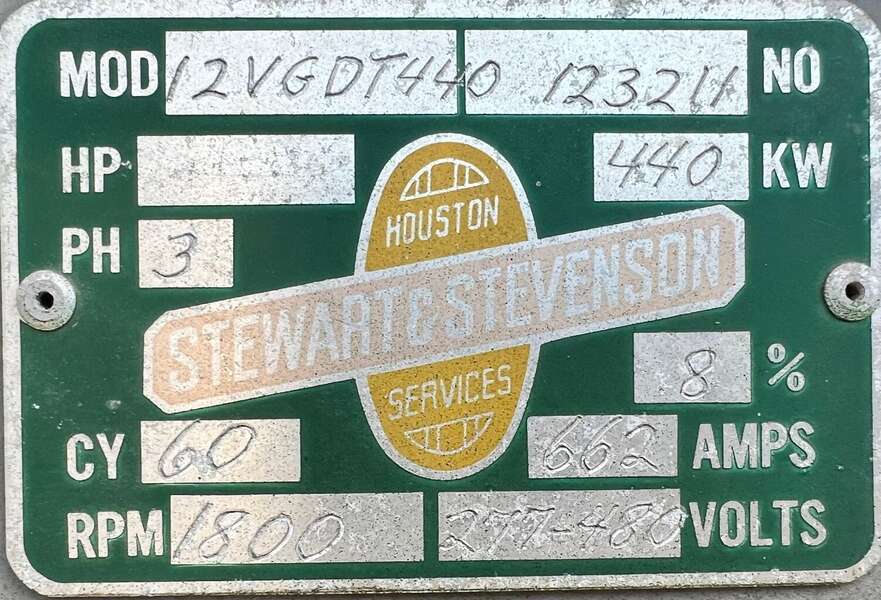 Used Stewart and Stevenson 440kW Diesel Generator