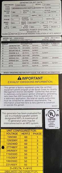 Like New Generac MD600 Diesel Generator