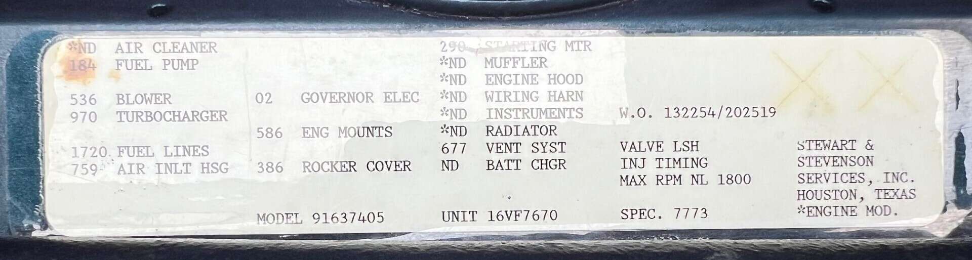 Used Stewart and Stevenson 750kW Diesel Generator