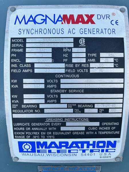 Used Marathon Electric 450kW Generator End