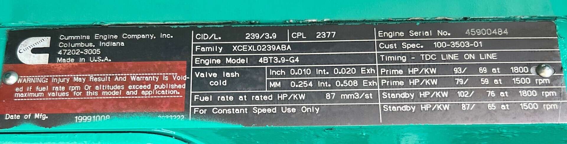 Used Onan 50kW Diesel Generator