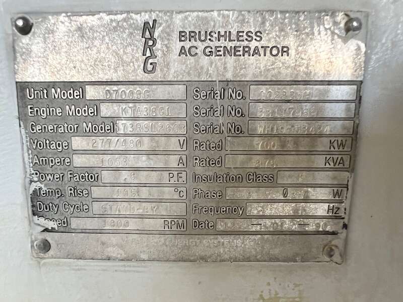 Used Cummins 700kW Diesel Generator