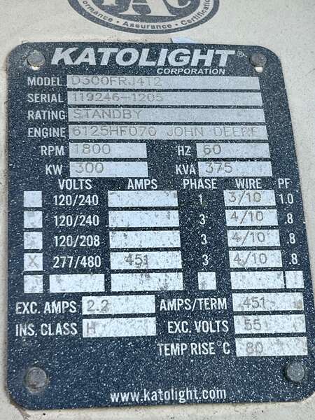 Used Katolight D300 Diesel Generator