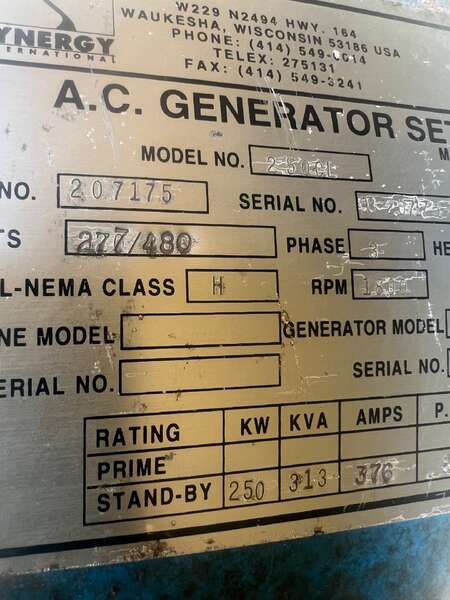 Used Cummins 250kW Diesel Generator