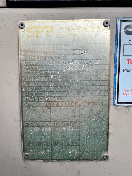 Low hours Cummins GTA14 Gas Generator