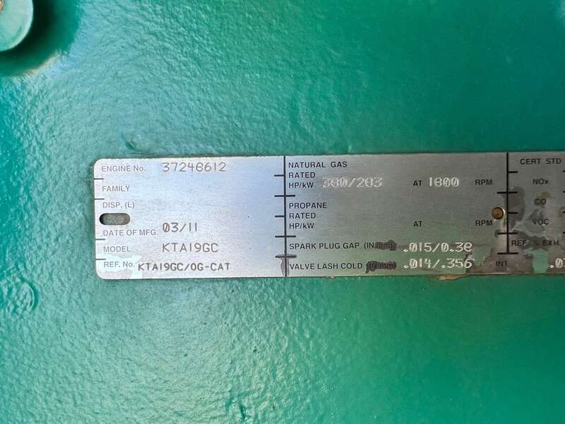 Low hours Cummins 250kW Gas Generator