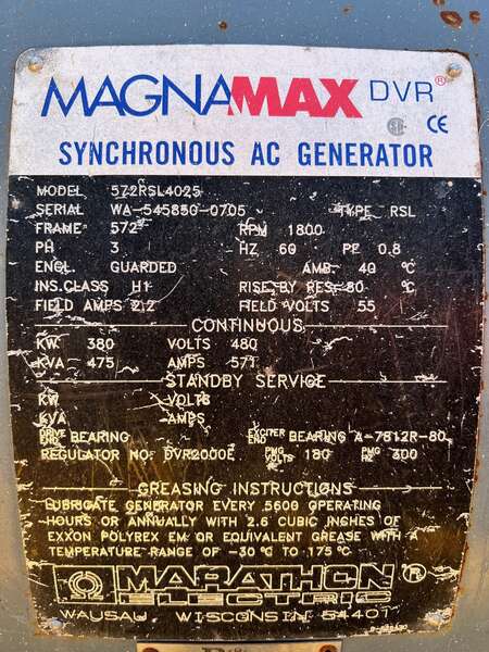 Used Marathon 380kW Generator End