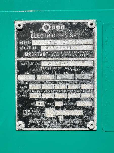 Used Onan 180kW Diesel Generator