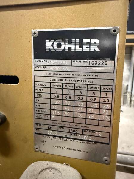 Used Kohler 30ROZ281 Diesel Generator