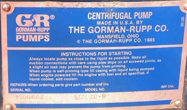 Used Gorman-Rupp Co. Centrifugal pump 
