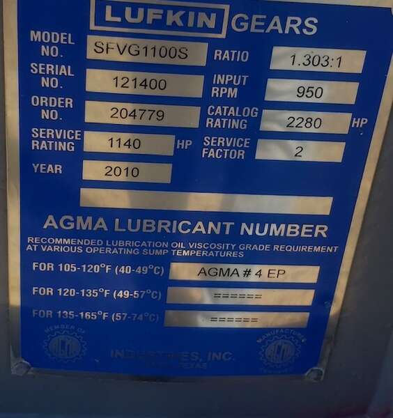 New Surplus Lufkin Gearbox 2280HP Ratio: 1.303:1 